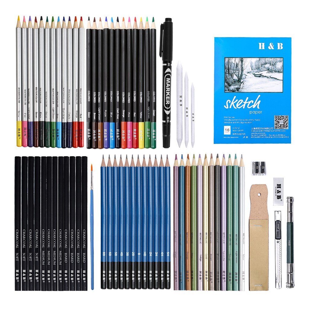 71x Pencils Sketch Pens Set Sketching Draw Pencils
