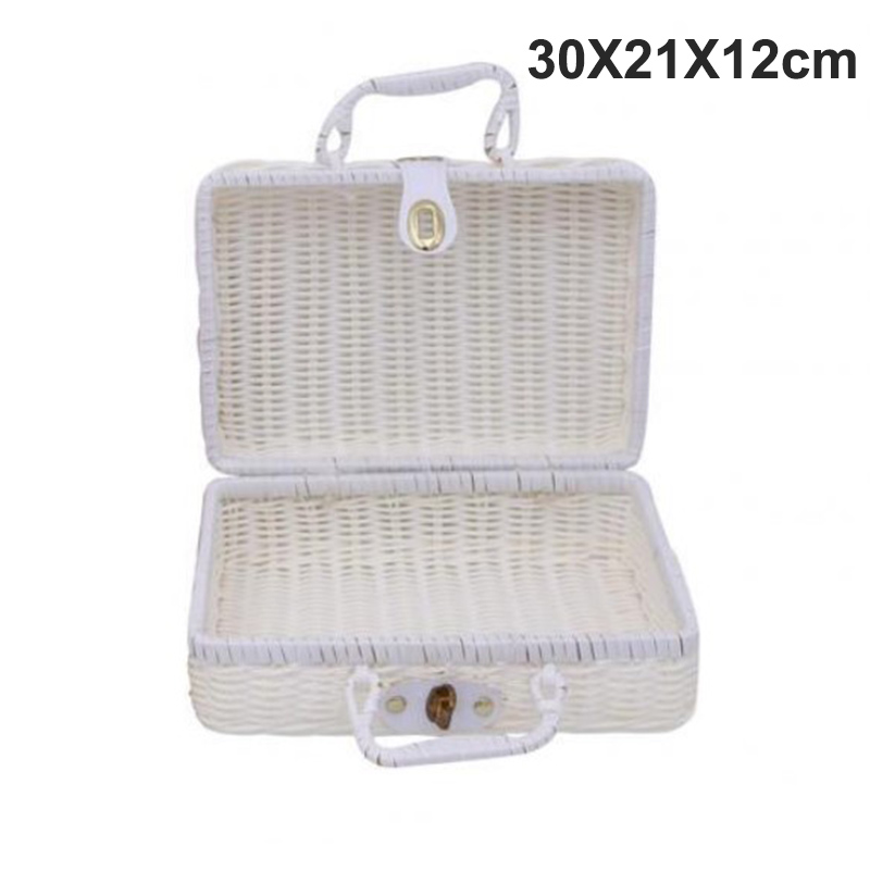 Étui de rangement tissé en rotin fait à la main, Vintage, Portable, étui de rangement tissé à la main, maquillage pique-nique voyage porte-bagages valise, boîte d'organisation d'articles divers: A24