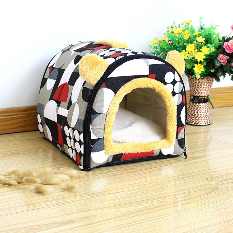 Confortable chat grotte belle Bow chiot hiver lit maison chenil polaire doux nid pour petit moyen chien maison pour chat: Autre / S
