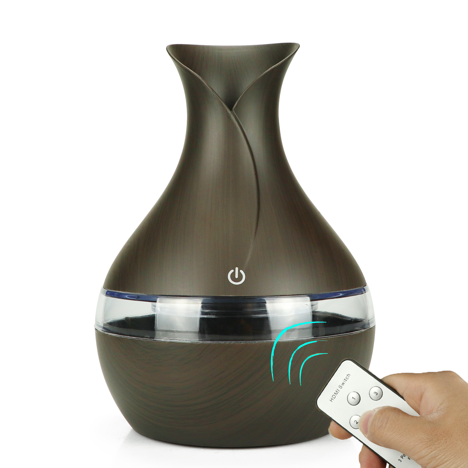 Nmt 070 300ml luftbefeuchter, siebenfarbiger ultraschall-luftreiniger, aromadiffusor für Höhle haushalt mit fernbedienung: Fernbedienung schwarz