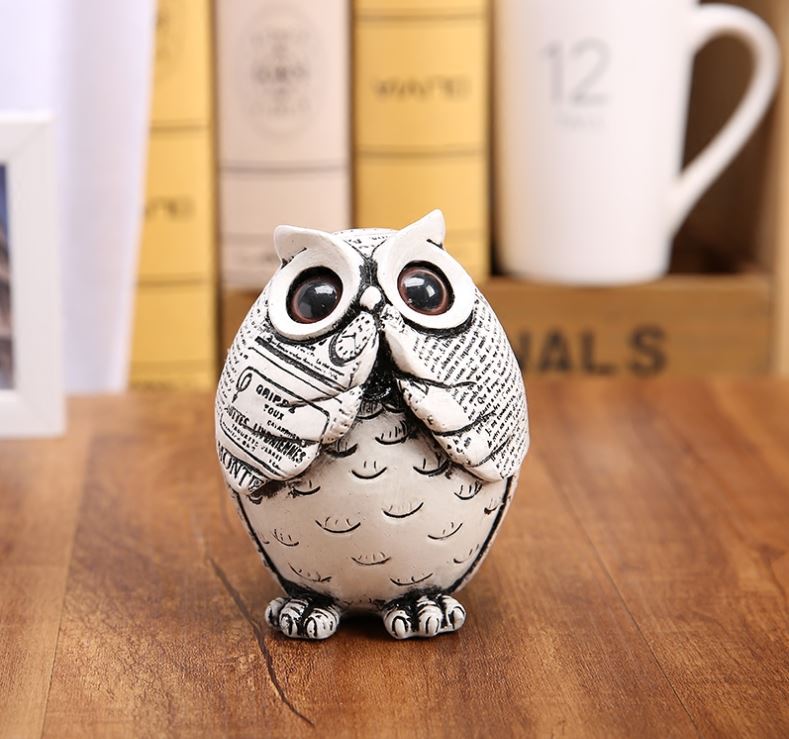 Cute 3 Pieces Mini Figurines owl Resin Crafts for Home Car Hotel Restaurant Decor Crafts