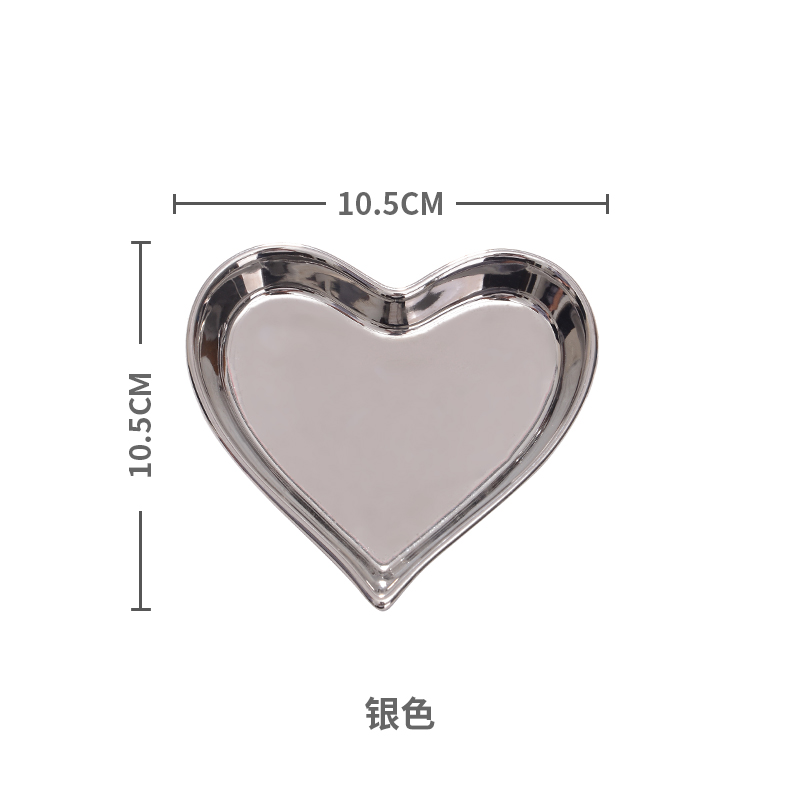 Pequeño en forma de corazon plato de porcelana pintado a mano plato de joyería de cerámica Plato decorativo bandeja Decoración de mesa: Silver