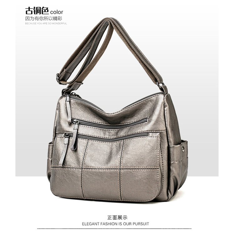 Women's handbag Female leather shoulder bag luxury handbags women bags women bag over shoulder sac a main Ms tote bag: Bronze