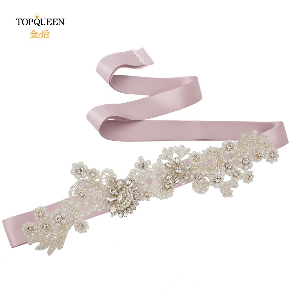 TOPQUEEN S157 Hochzeit Schärpe Braut Gürtel funkelnd Schärpe für Kleid Plus Größe Birne Band Schärpe Schwarz Band Strass Gürtel Schärpe gürtel: Antiquität violett