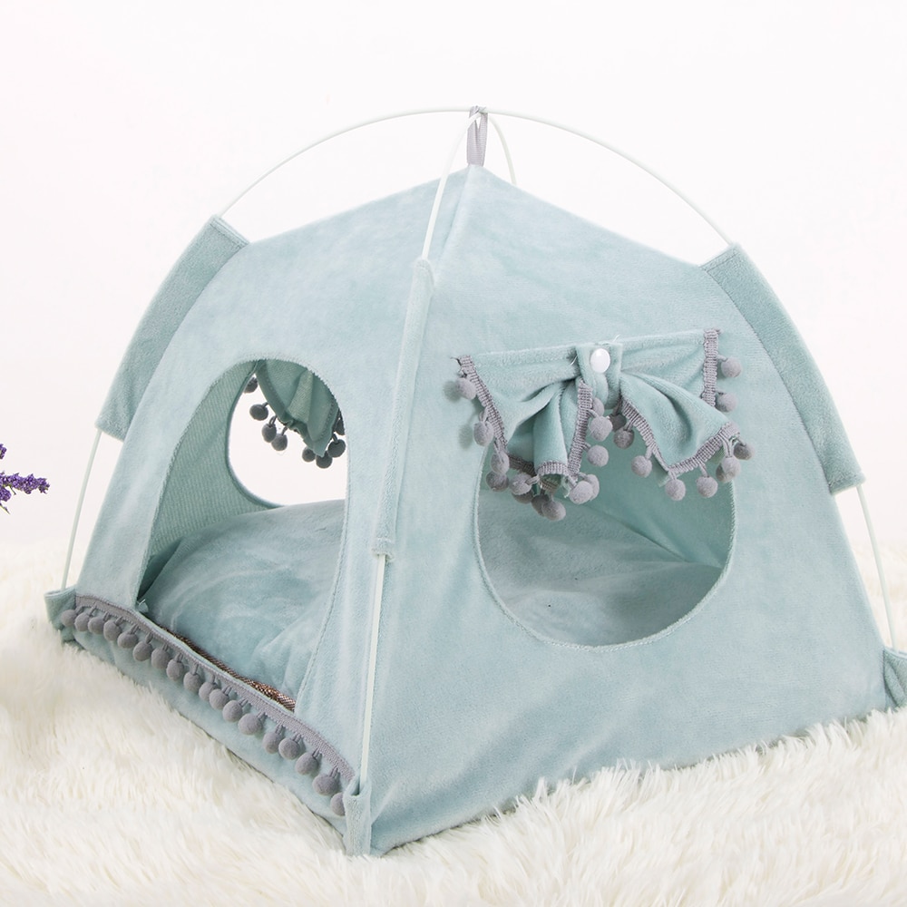 NUEVA CASA plegable de La Tienda del perro del animal doméstico respirable de la impresión de la casa del Gato con la red al aire libre interior del gato de la malla casa pequeña del perro