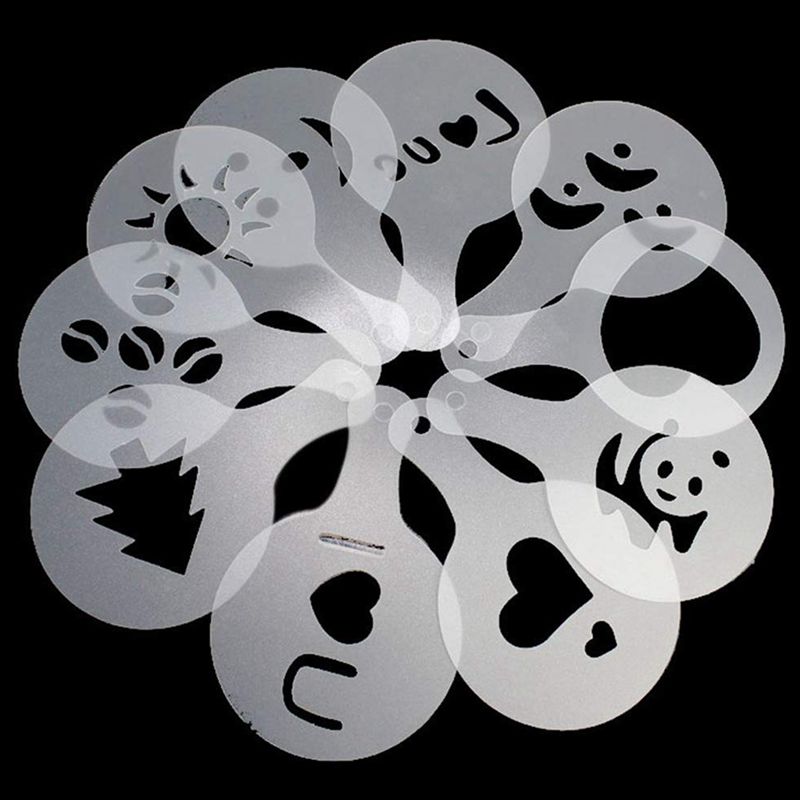 Diverse thema's 16 stuks koffiesjablonen, matte transparante koffiedecoratiesjabloon kunstsjablonen voor latte cappuccino koffie fo