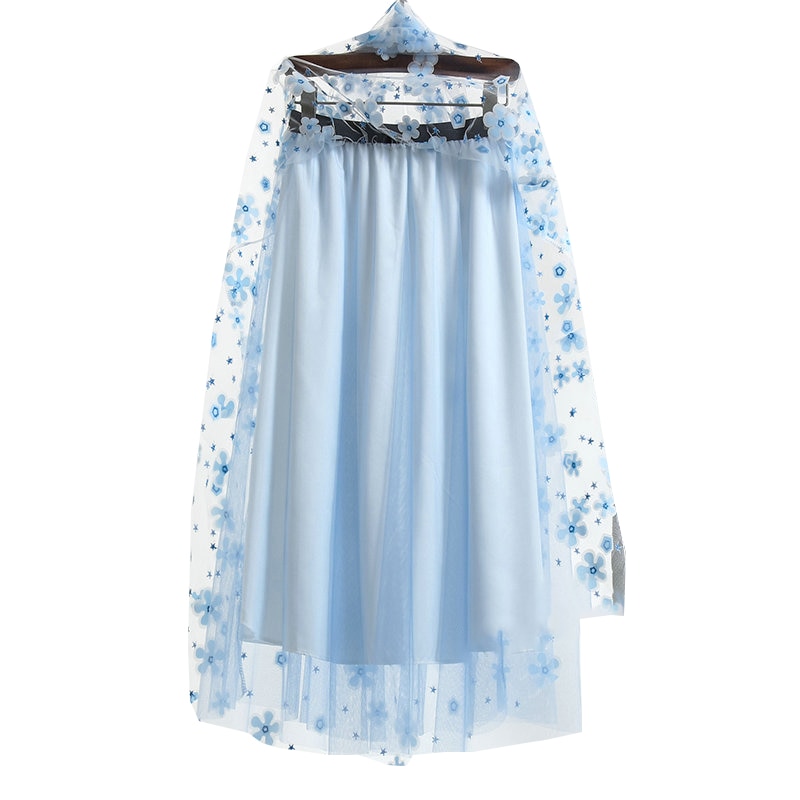 Falda de tul de gasa bordada para mujer, falda de malla plisada de cintura alta, con estampado Floral blanco coreano, 2022