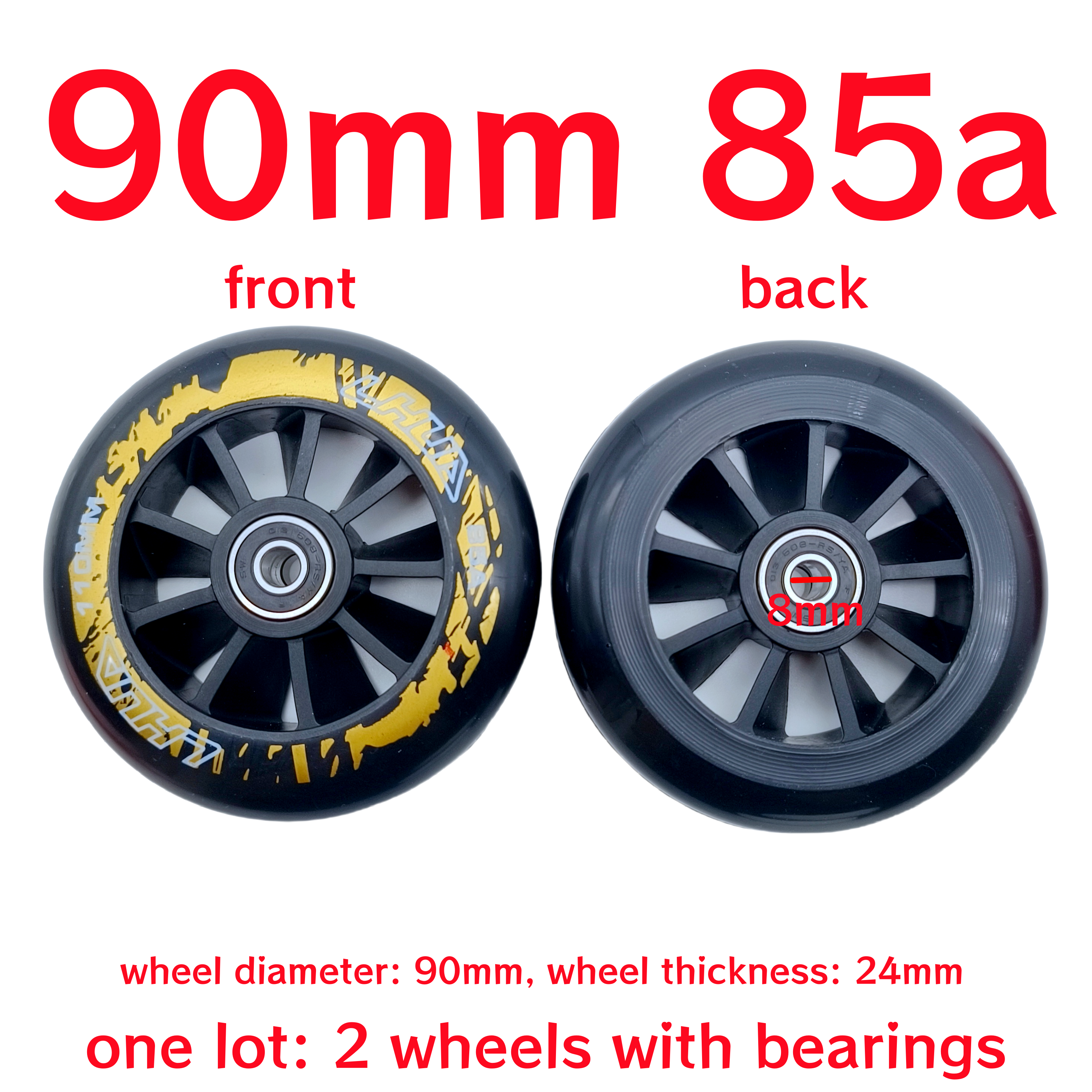 scooter accessories skate wheel scooter wheel 90mm 110mm 120mm 125mm wheel thickness 24mm 2wheels/lot: Yellow