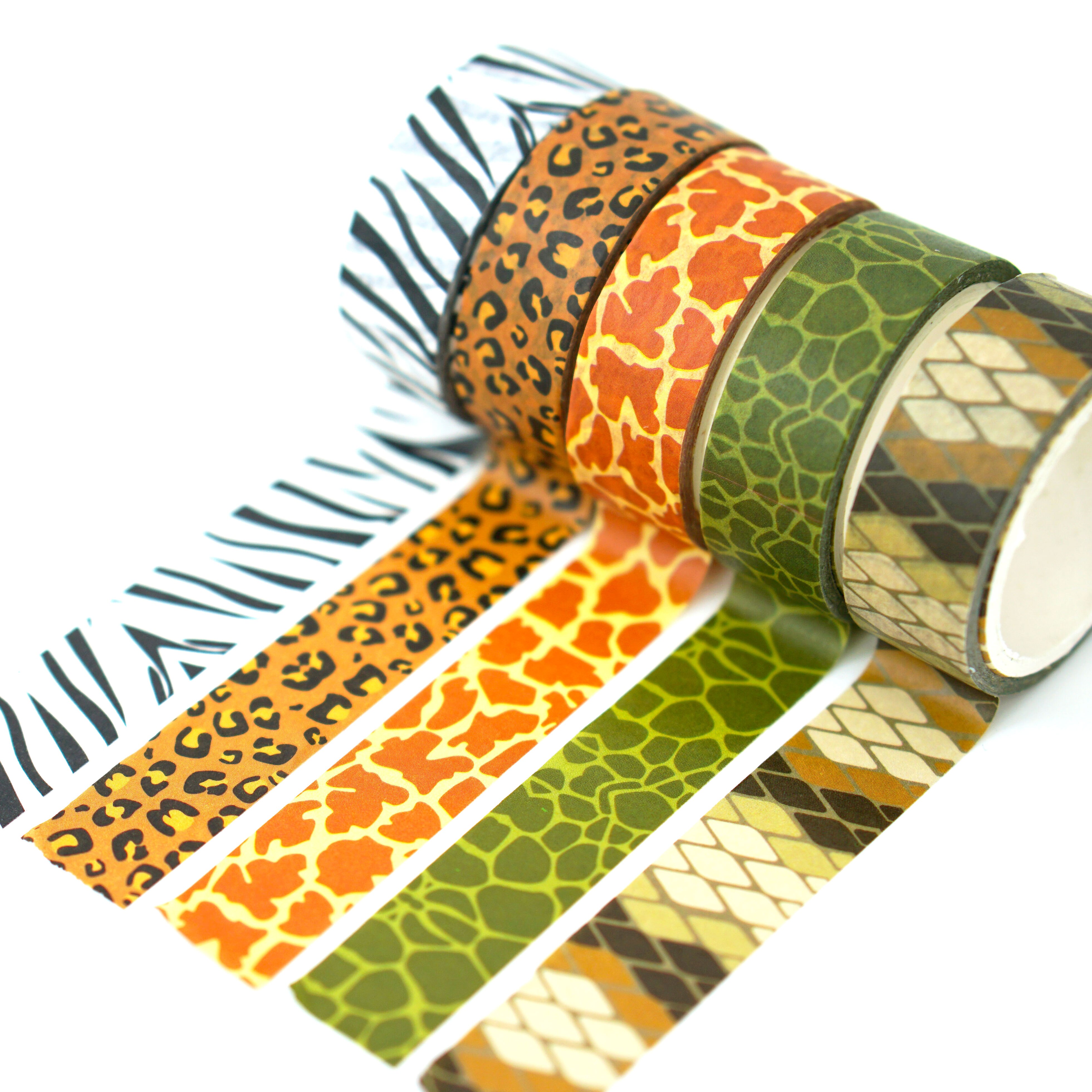 5Pcs/set Leopard Grain Washi Tape Animal Zebra Giraffe Adhesive Paper Masking Tape Sticker Decorative Stationery School Supplies