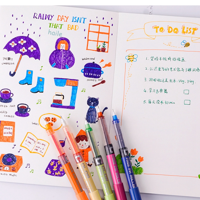 7 unids/set de bolígrafos bonitos, bolígrafo de 0,38/0,5mm, para escribir, escuela, oficina, papelería, bolígrafos de Gel de Color Kawaii