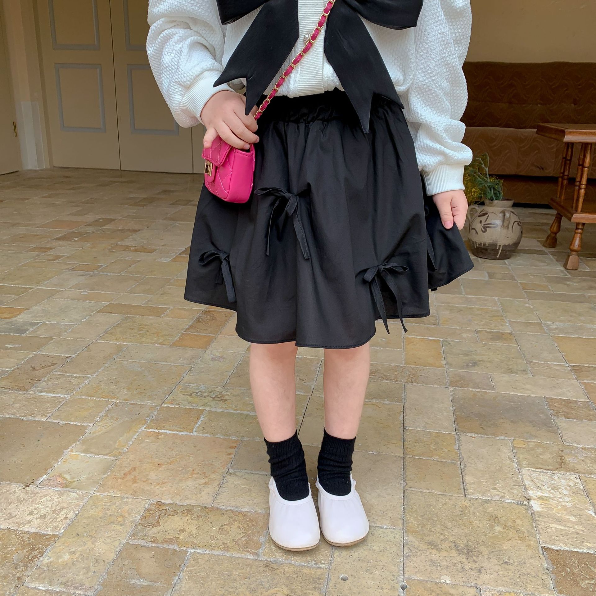 2022 Spring Girls Skirt with Bow Kids Cotton Skirts Kids Skirts: 4T