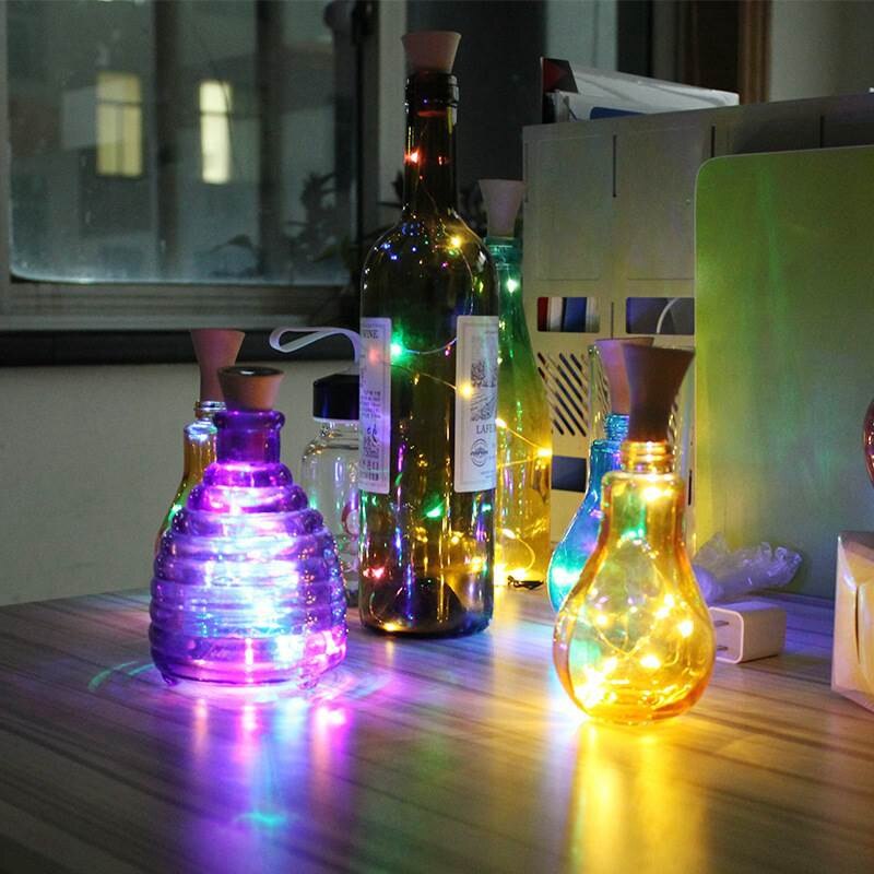 LED Kork Gebühr Lichter draussen Solar- Wein Flasche Schnur Lichter Kupfer Draht Nacht Licht Für Weihnachten Hochzeit Garten Party Dekor