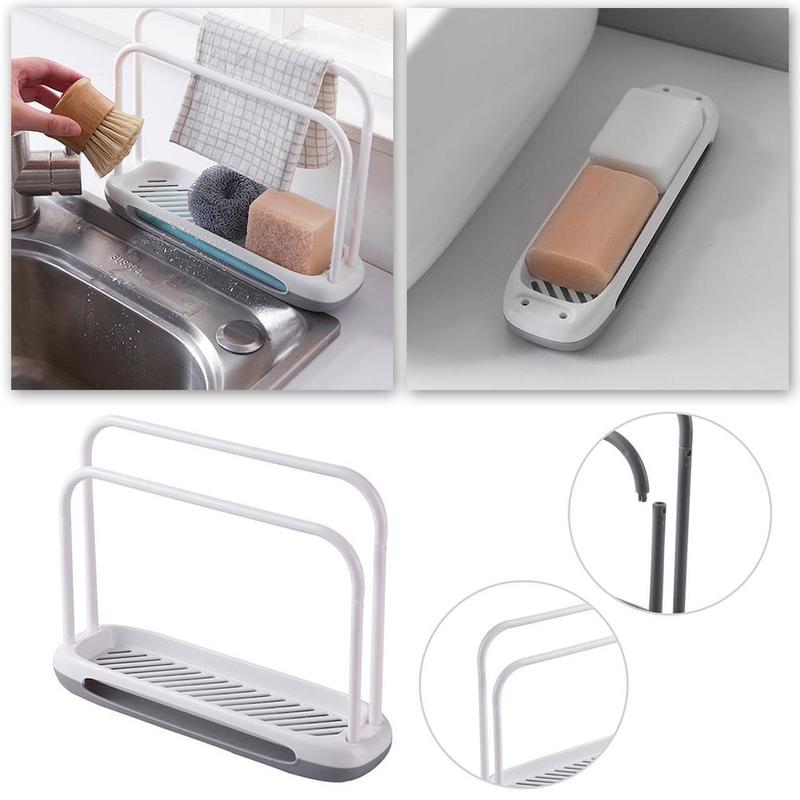 Kitchen Dishcloth Holder For Towel Rag Hanger Sink Rack Dish Organizer Shelf Cloth Dish Sponge Detachable For Bathroom V7J6