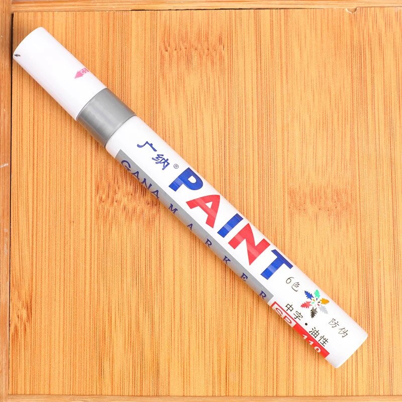 1pc bil motorcykel däck däck färg penna bärbar vattentät metallisk färg markör pennor för diy graffiti tavla målning: Silver-