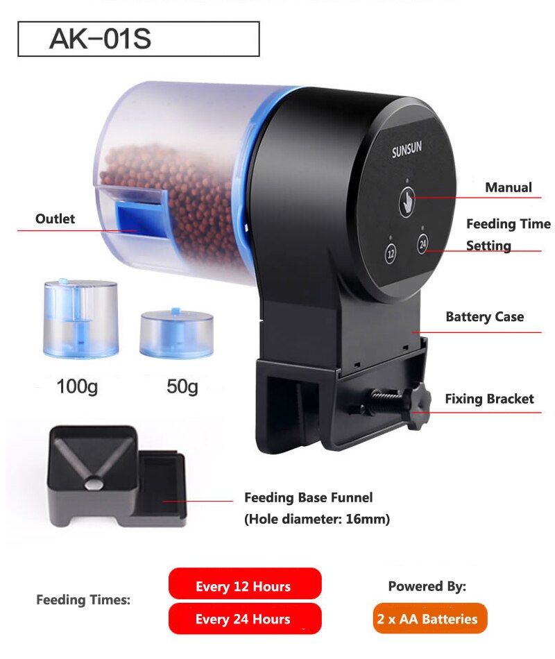 Sunsun Automatische Feeder Voor Vis Garnalen Schildpad Tank Auto Fish Feeder Timer Voedsel Voeden AK-01 AK-02