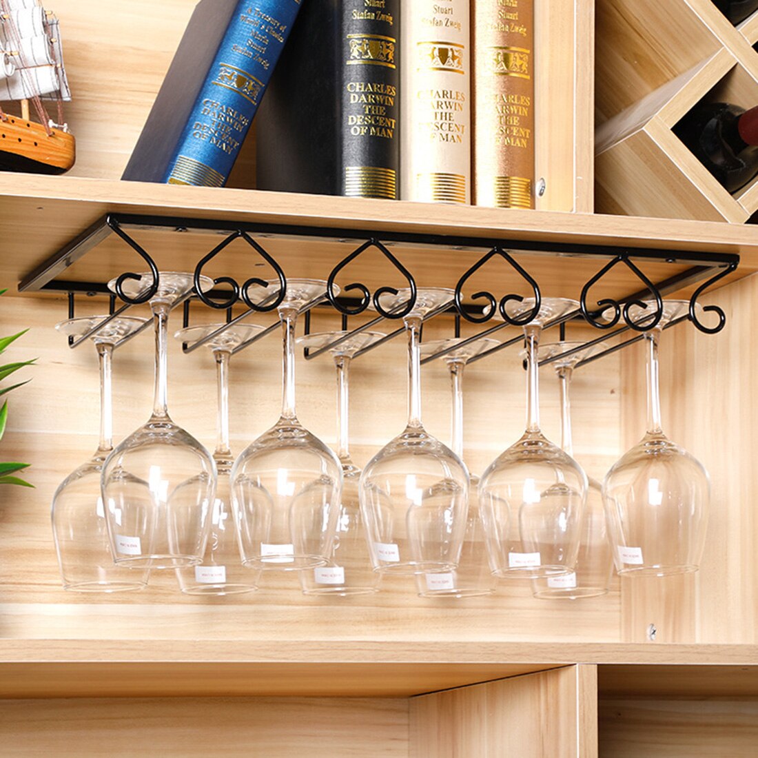 3 rijen/4 Rijen/5 Rijen Ijzer Glaswerk Hanger Wijn Glas Rack Houder Rekken Decoratieve Glaswerk Rack Plank -zwart