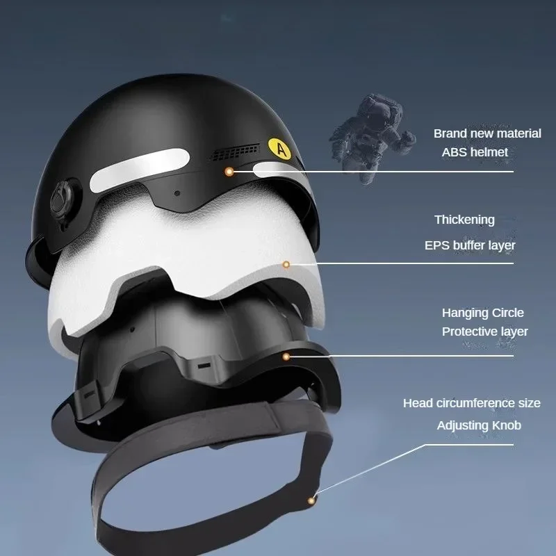Riding Safety Helmets Lightweight Half Helmets with Goggles Reflective Stickers Sun Protection Adjustable in All Seasons