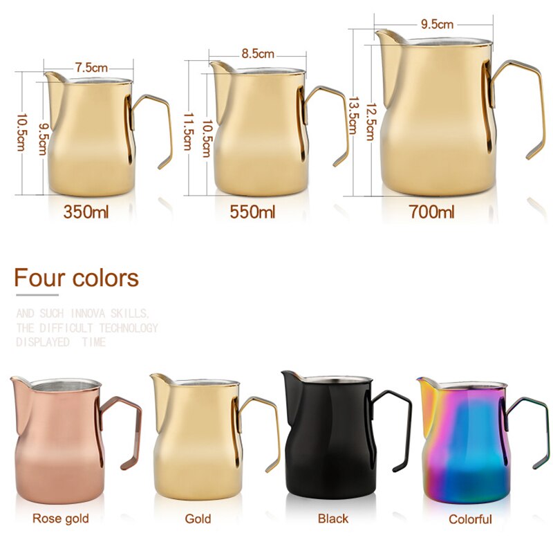 550ml 750ml Milk Frothing Jug Espresso Coffee Pitcher Barista Craft Coffee Latte Stainless Steel Espresso Milk Jug