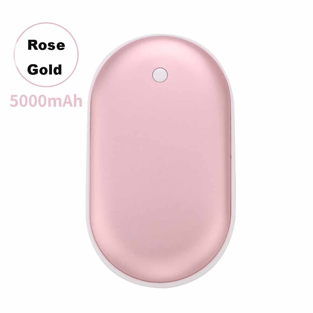 6-8h 6000mAh 4 In 1 USB Rechargeable Electric Hand Warmer Double-Side 0.8s Heating Mini 5V Long-Life Pocket Power Bank Warmer: Rose Gold