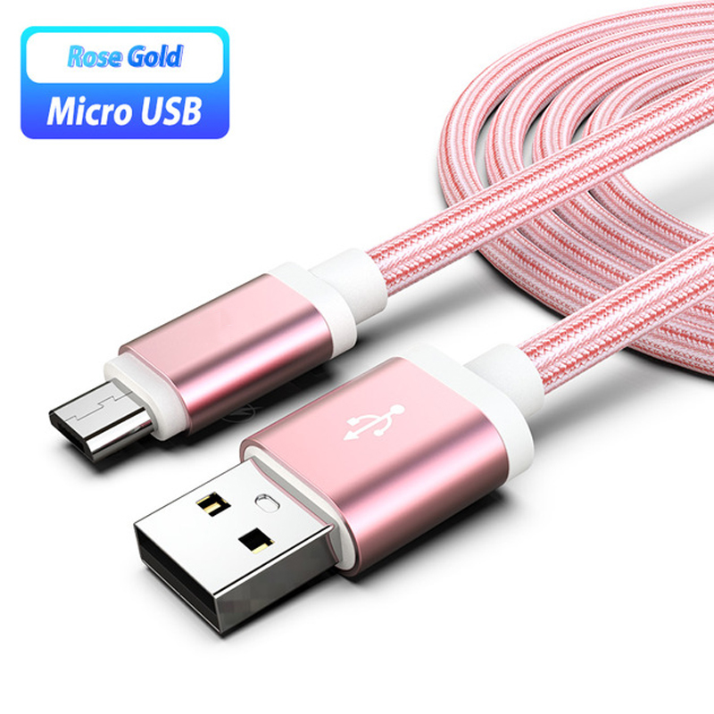 18W QC 3.0 szybkie ładowanie ue podłącz ładowarka podróżna Micro USB pleciony kabel do Samsung A10 S7 S6 krawędzi J3 J5 J7 J4 J6 + 2017 przewód danych: 1m Pink Cable