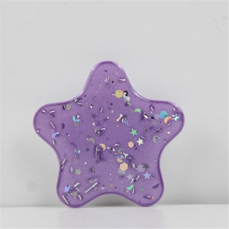 Star Glitter Expanding Stand Grip Mount Phone Socket Fold Mobile Smartphones Pocket Desktop Bracket Phone Stand Holder: Purple