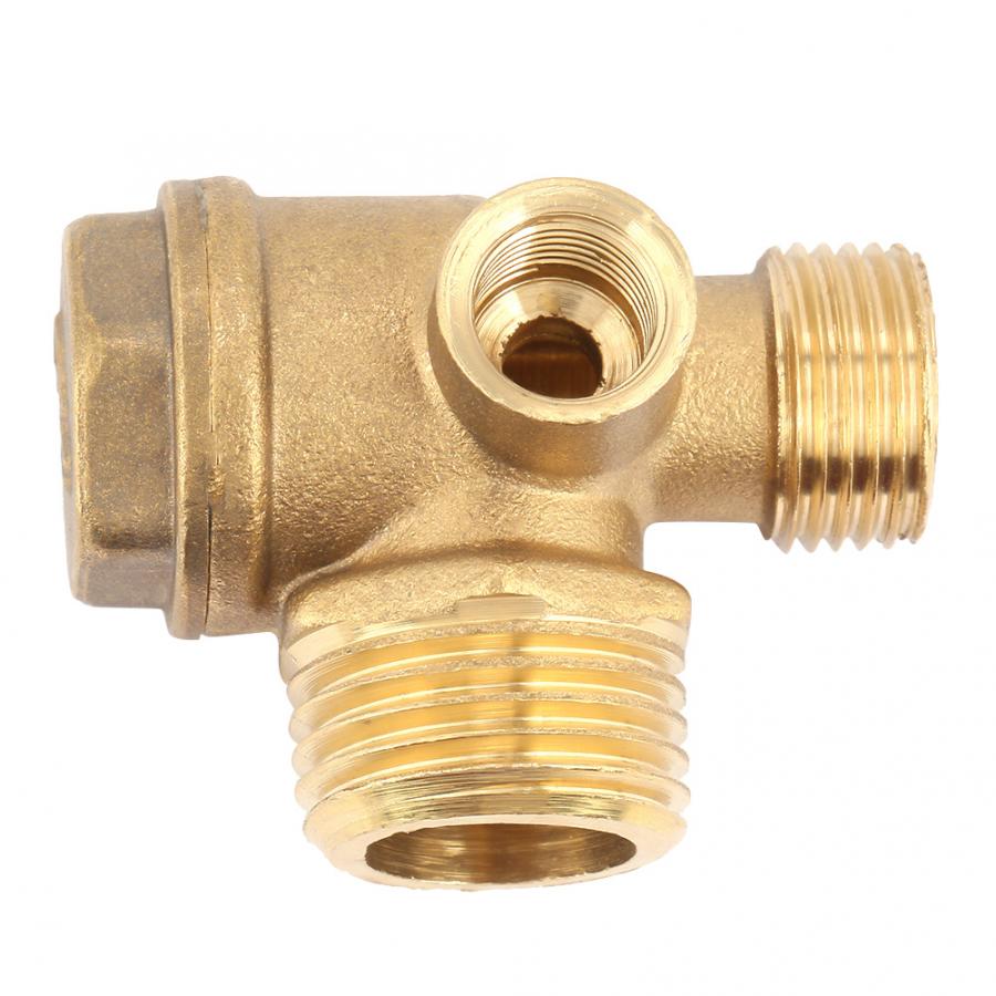 3 Port Brass Air Compressor Male Threaded Check Valve Tube Connector Tool Manual Flush Valve