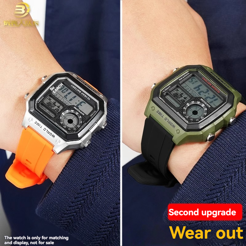 För casio klocka  ae1200 ae-1200 ae1300 sgw 400 sgw -300 a158w a159w silikon gummi klockarmband 18mm sport vattentätt klockarmband