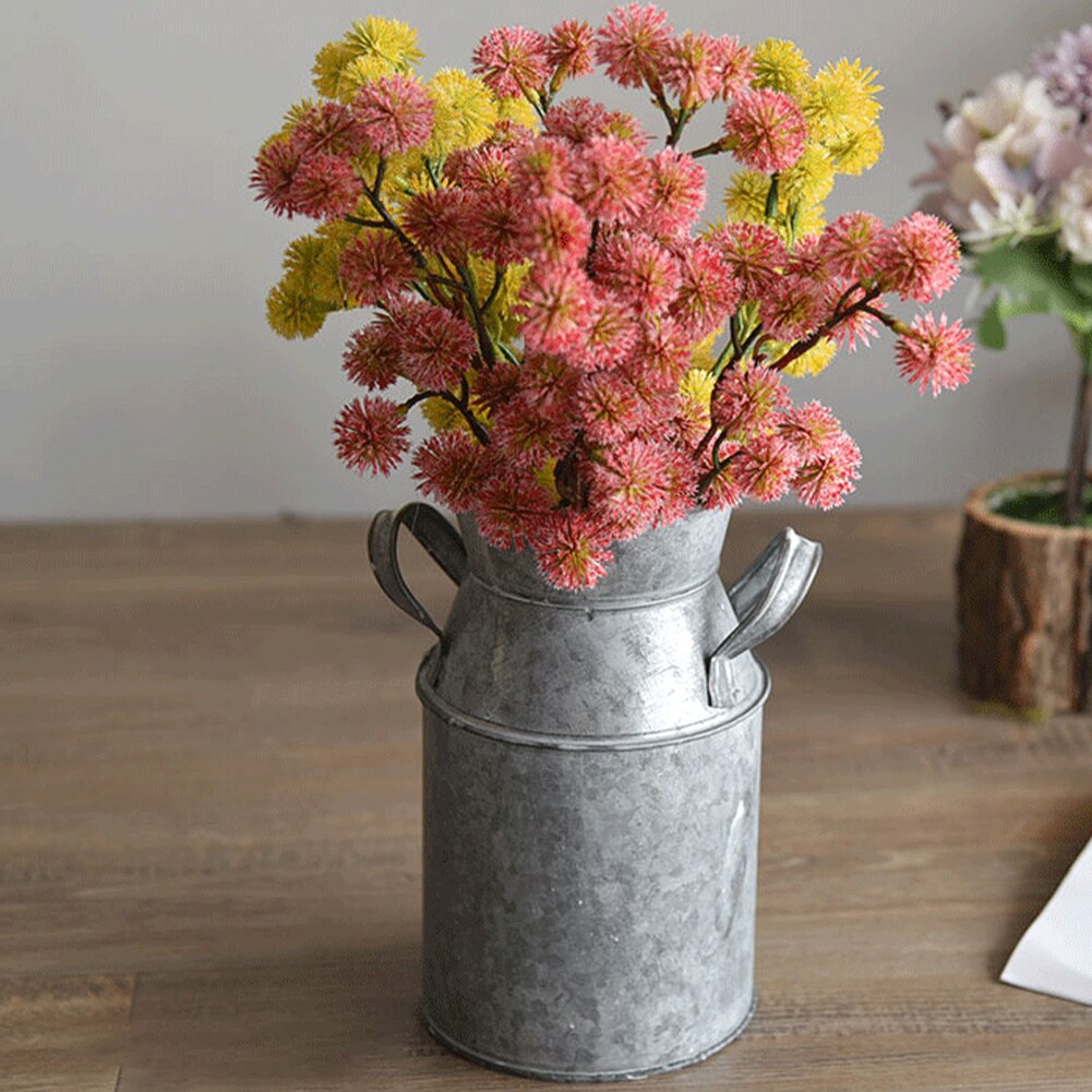 Met Handvat Balkon Desktop Home Decor Bloem Emmer Craft Melk Kan Houder Tuin Woonkamer Gegalvaniseerd Afwerking Land Rustieke