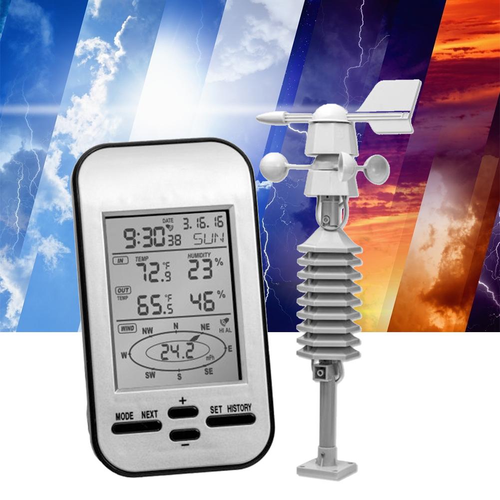 433MHz WS0232 Wireless Weather Station Clock Wind Speed Direction Sensor