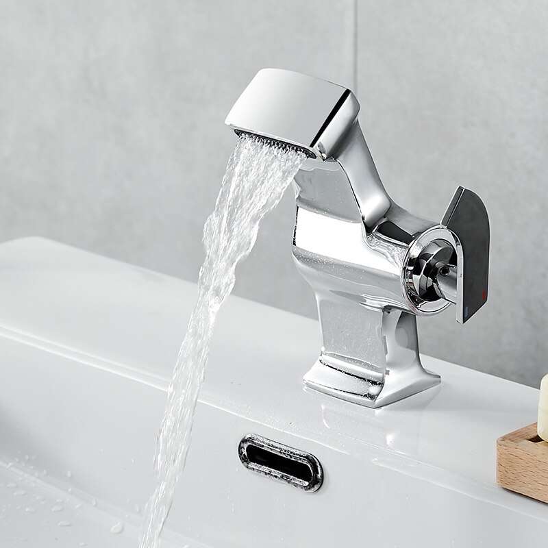 BLACK Basin Faucet white chrome waterfall tap bathroom sink faucet water tap mixer washbasin bath faucets brass basin mixer