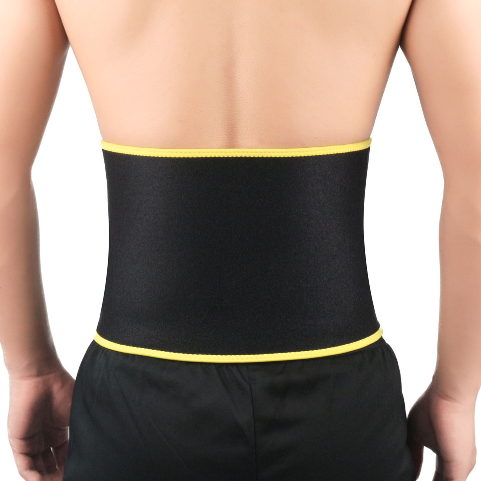 Adjustable Slim fit Abdominal Waist sweat belt Sports Waist trimmer Support Safety Back Support Lumbar Band Protective: Yellow / L