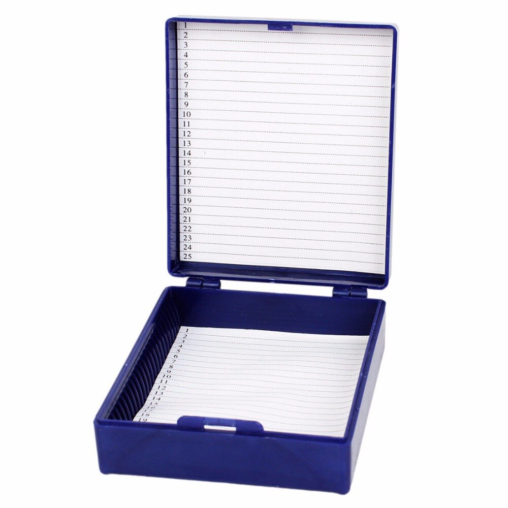 Orange blue white Plastic Rectangular Microscope Glass Slide Box for 25 Slides