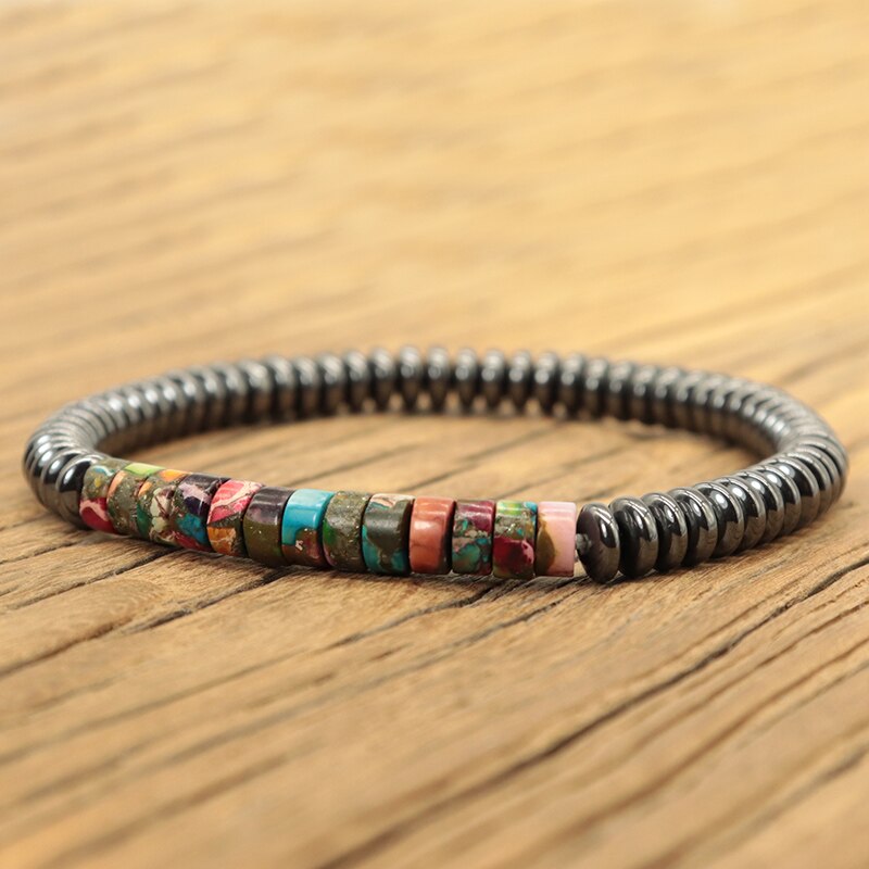 DÜNNE Kokos Perle Armbinde, Türkis oder Hämatit, Herren Armbinde Herren Herren Perlen Armbinde: A7