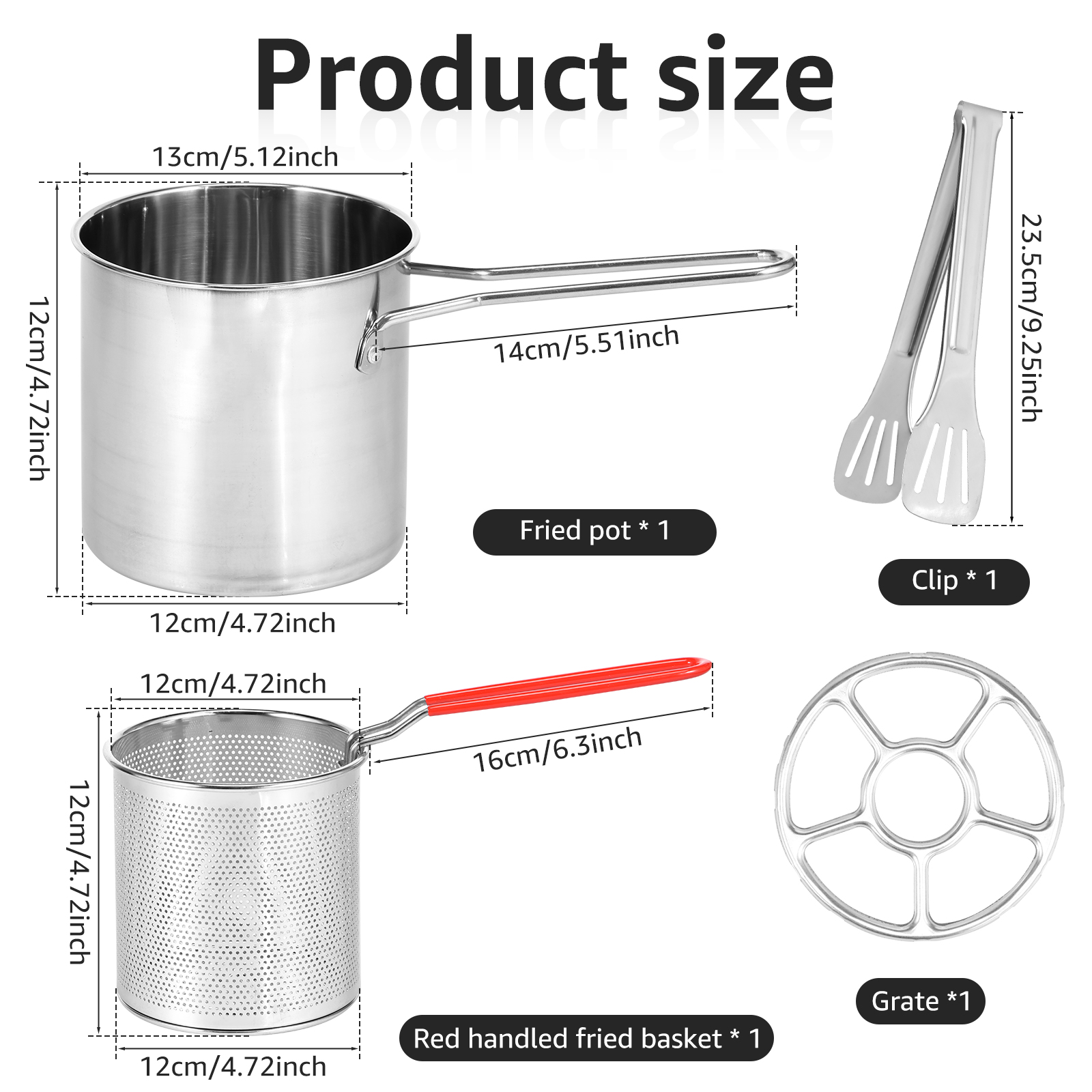 Deep Fryer Pot Stainless Steel Deep Fryer Mini Deep Oil Fryer Multifunctional Outdoor Cooking Fryer for Kitchen Camping Picnic: Yellow