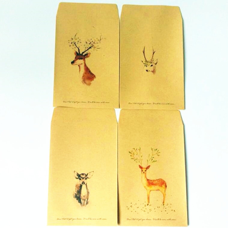 10pcs/lot cute Deer series kraft paper envelopes letter Paper Envelope Craft post vitations for office school