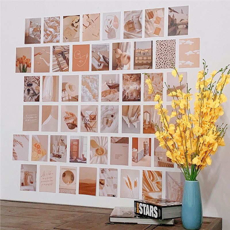 Juego de 50 hojas de postales decorativas para pared, pinturas decorativas, tarjetas de fotografía de estilo INS, fotos decorativas DIY