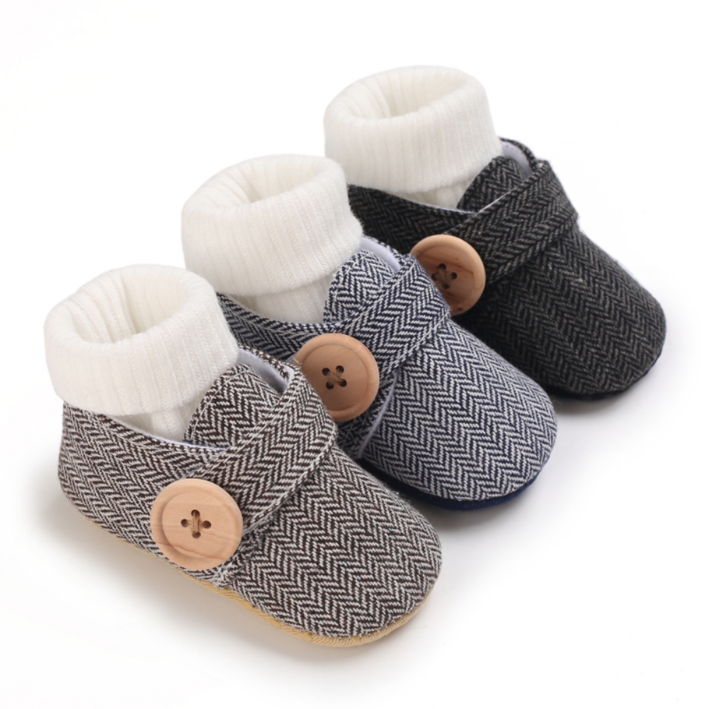 Weixinbuy Infant Buckle Casual Prewalker Crib Shoes 0-18M Baby Soft Non-Slip Sole Sneakers Boys First Walkers with Socks