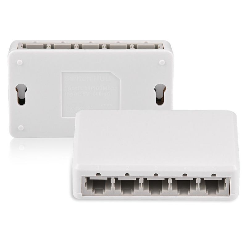 Ethernet Internet Splitter Hub Network Switch Computer 5 Ports 10/100Mbps EU Plug: Default Title