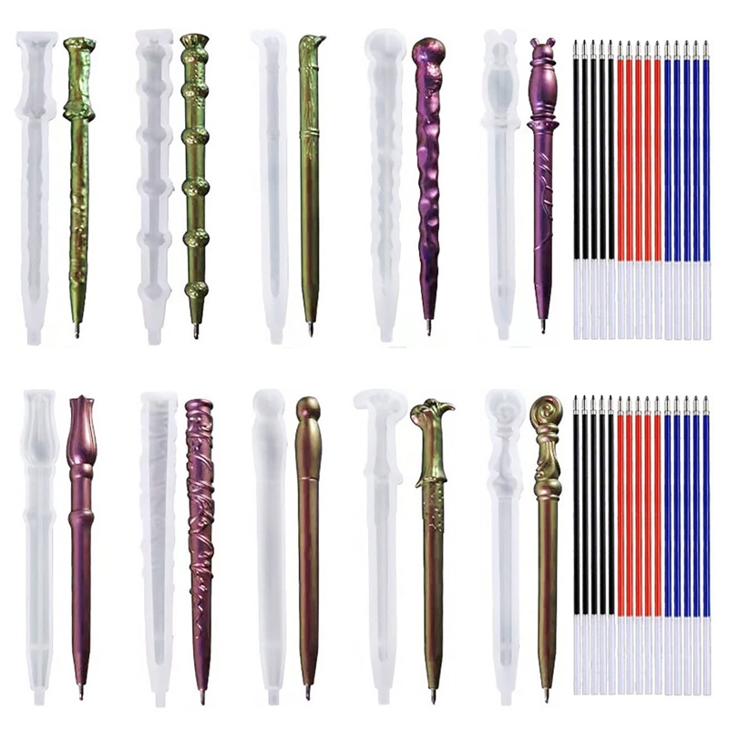 Moule en Silicone pour stylo à bille magique en résine cristal, moule en résine époxy fait à la main, fournitures d&#39;outils de moulage