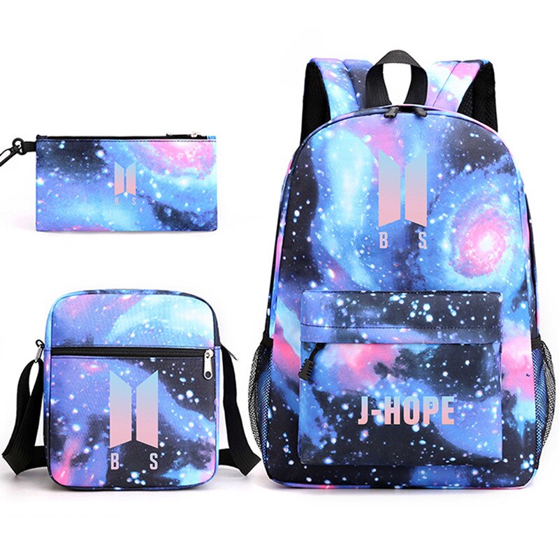 Starry Sky Pattern Schoolbag Pencil Case Shoulder Bag Set Large Capacity Backpack JIN SUGA J HOPE JIMIN V JUNGKOOK Travel Bag: 10