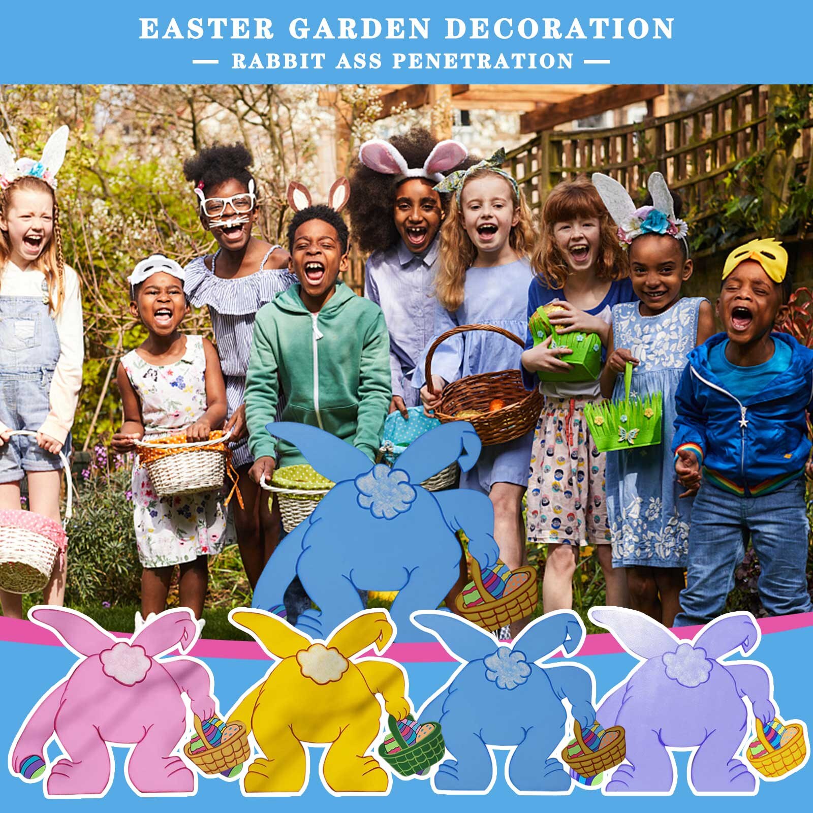 Wooden Easter Garden Decoration Bunny Rabbit Sign Home Lawn Yard Decor Art Sculpture Garden Statue Easter Spring Decoration tuin