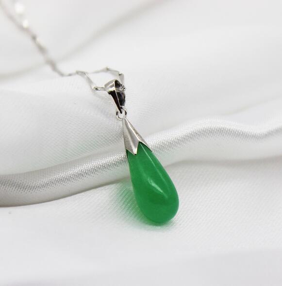 natural green Malay yu stone pendant 925 sterling silver necklace droplets earring pendant necklace jewelry