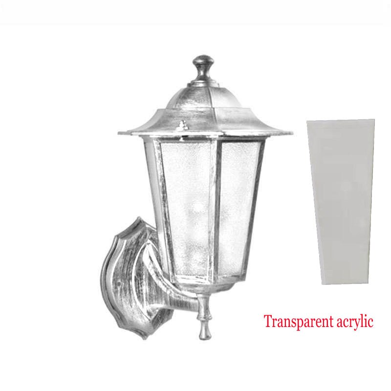 Candelabro de pared para jardín para pared exterior de Europa villa Pared de calle luz valla exterior lámpara de paisaje restaurante tienda iluminación de decoración: Transparent acrylic / Copper