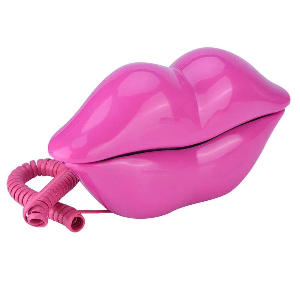 WX-3016 Mouth's Lips Shape Telephone Home Office Desktop Telephone Landline Colorful Pink/Electroplated Purple(optional): rose red