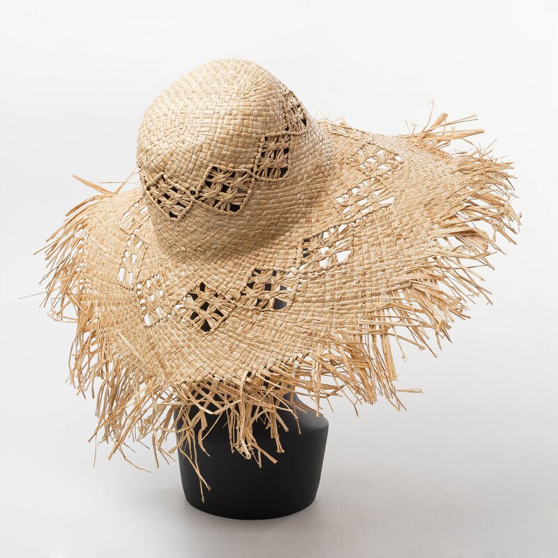 Summer Handmade Hollow Pattern Woven Rough Raffia ... – Vicedeal