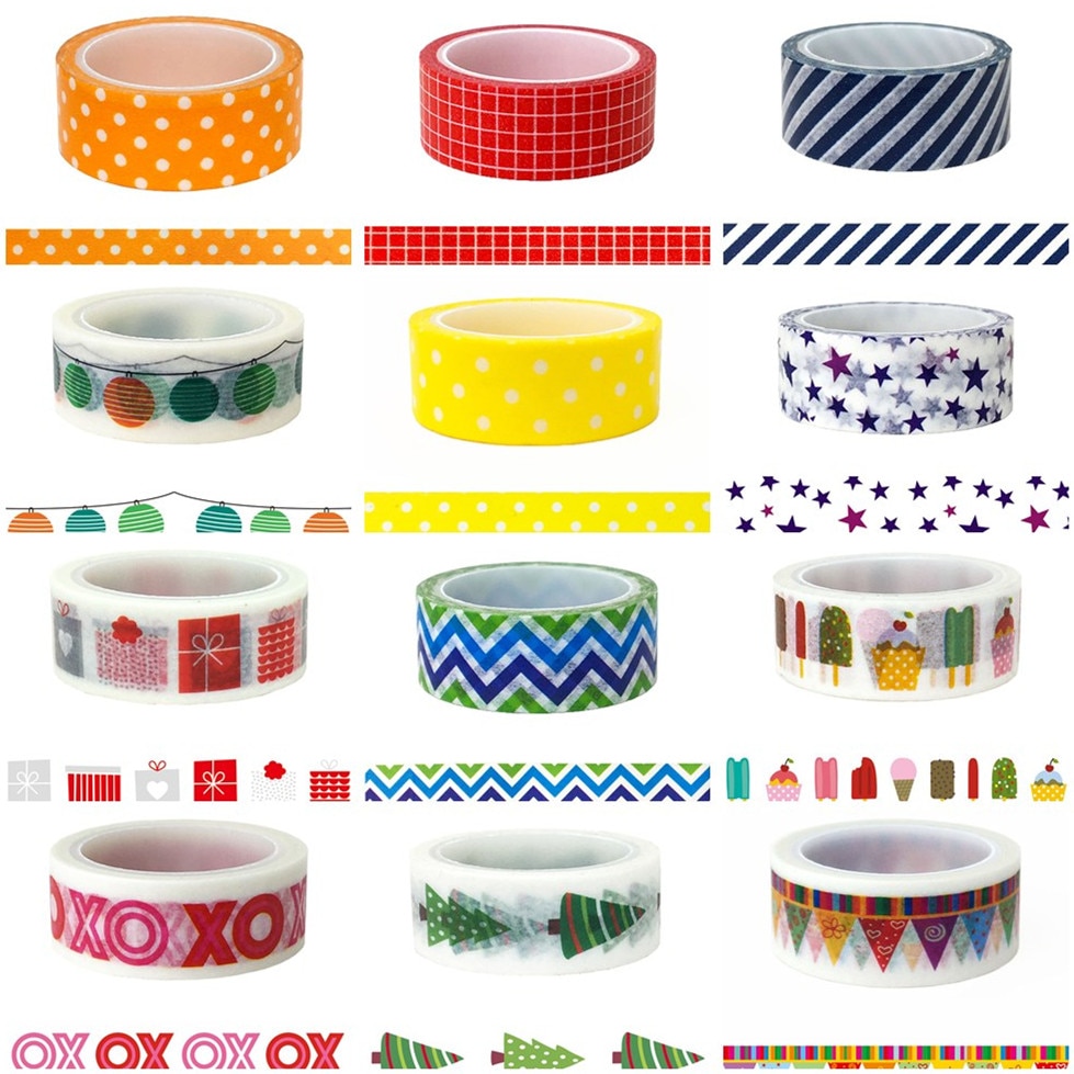 2M/5M * 15Mm Raster Washi Tape Japanse Papier Diy Planner Masking Tape Plakband Stickers decoratieve Briefpapier Tapes