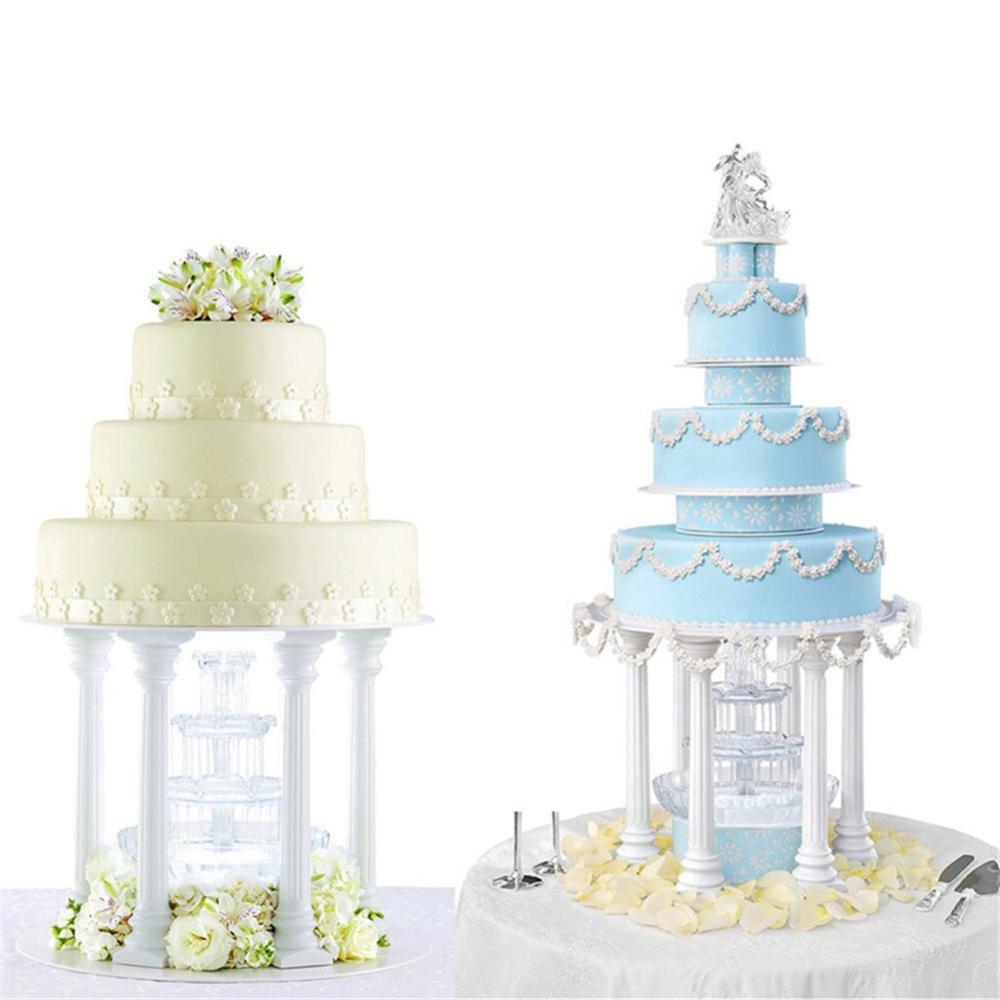 4pcs White Cake Pillars Wedding Cake Stands Cake Roman Pillar Fondant Cake Tier Separator Support Stand Decor