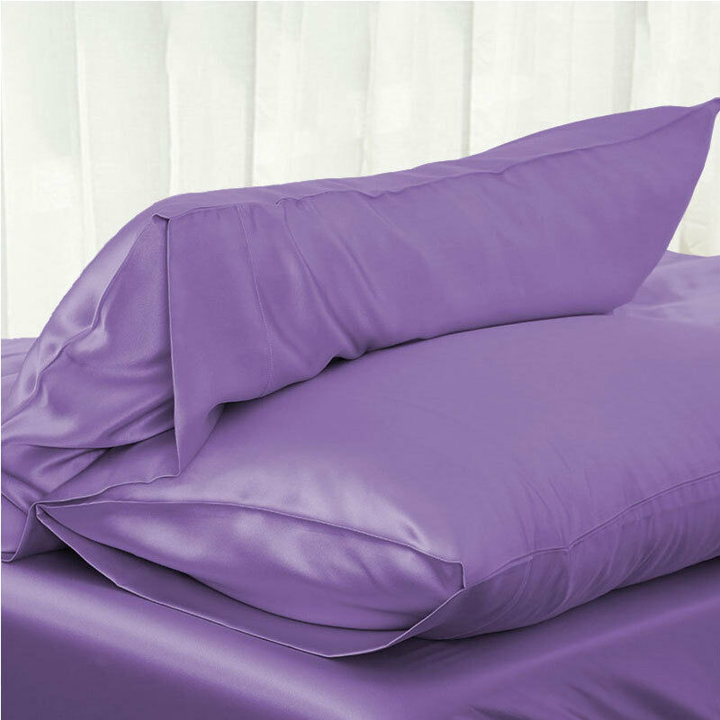 Solid dronning / standard silke satin pudebetræk sengetøj pudebetræk glat hjem