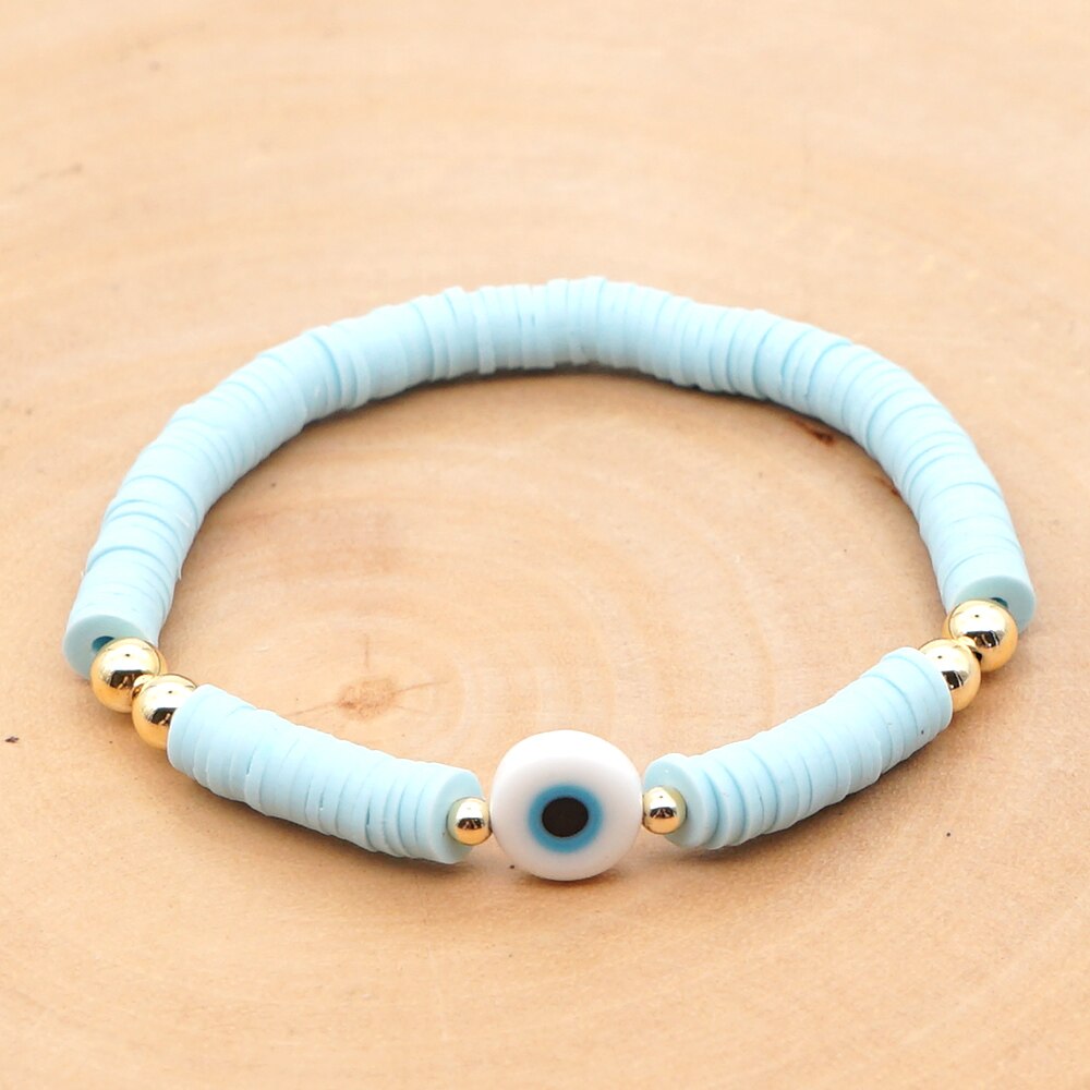 Go2Boho Evil Eye Armband Polymeer Klei Afrikaanse Armbanden Meisje Heishi Disc Kralen Ojo Turco Vrouwen Koppels Armband