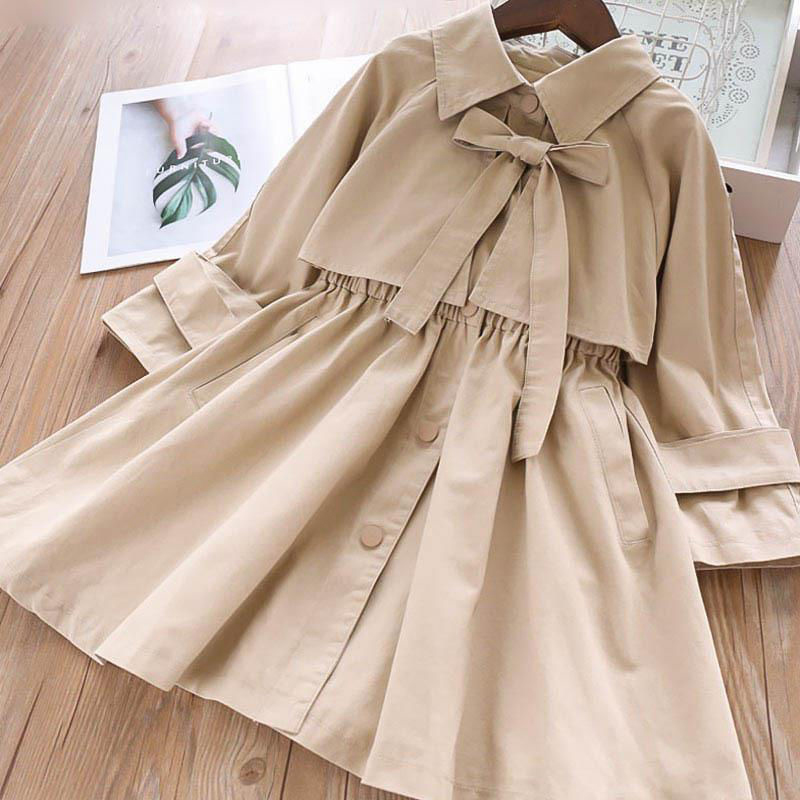 Chaquetas largas coreanas para bebés y niñas, abrigo cortavientos para adolescentes, abrigos de rosa y caqui, prendas de vestir: beige / 12T height 151-160cm